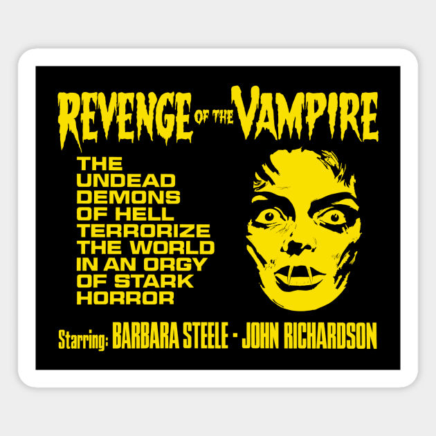 Revenge of the Vampire (yellow) Magnet by The Video Basement